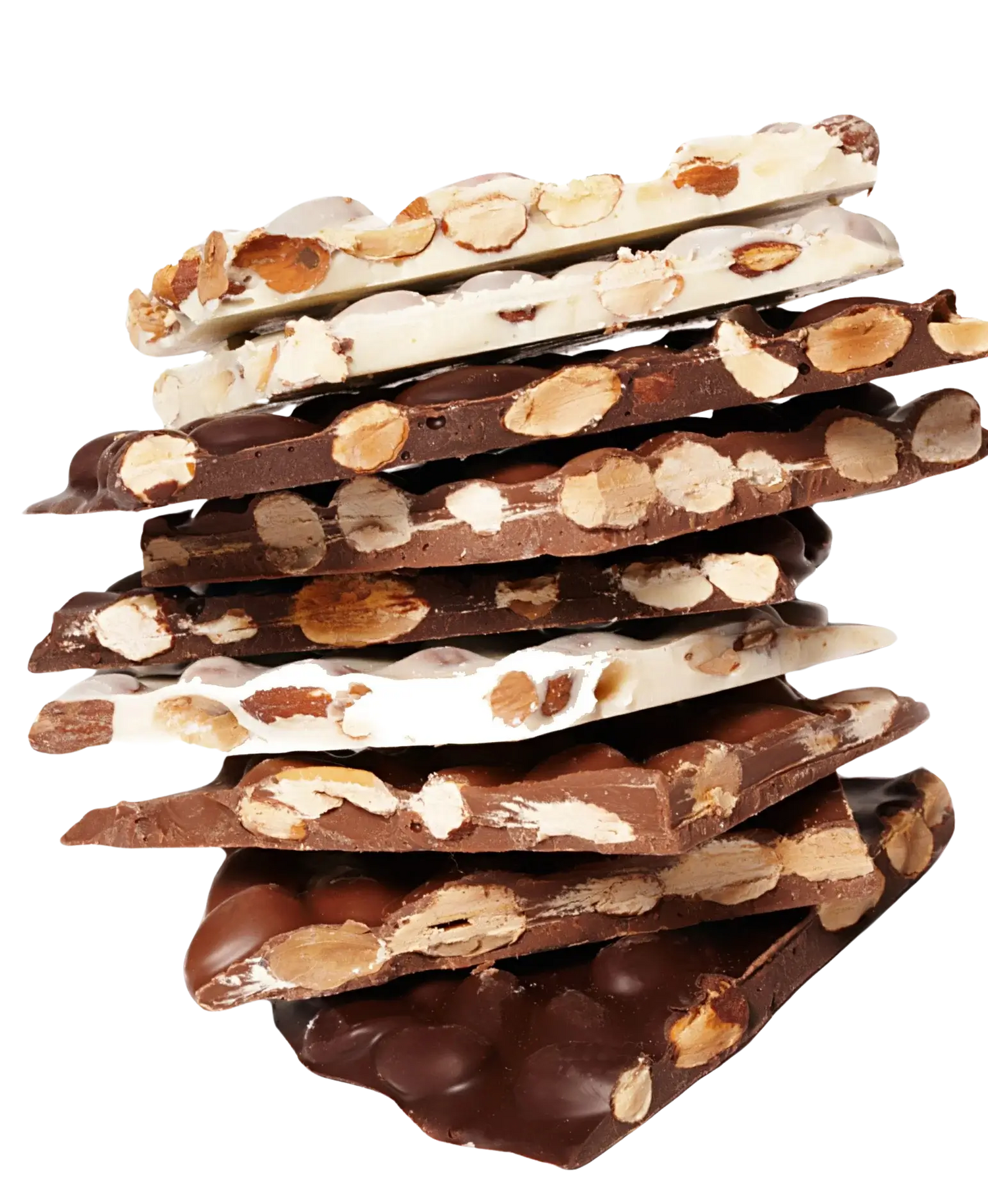 A stack of milk, white and dark almond bark