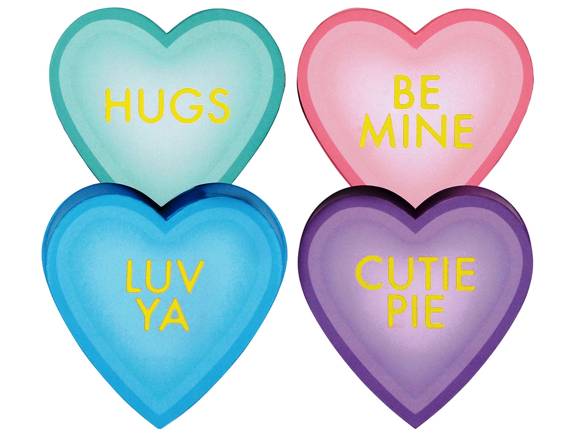 four heart box in four colors and special messages