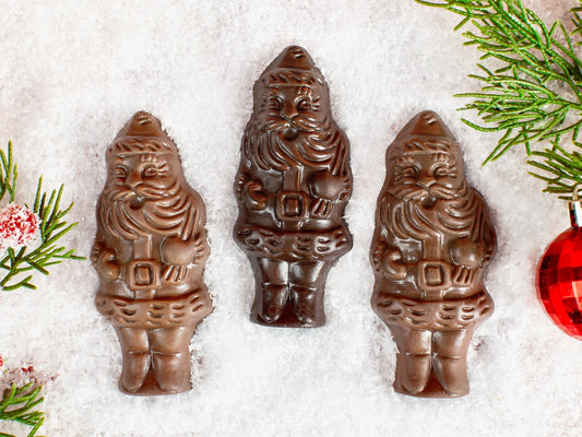 Little molded chocolates that look like Santa Claus.