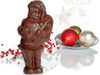 A molded chocolate Santa with Toy Sack over his shoulder.