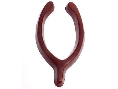 A chocolate molded Wish Bone shaped chocolate.