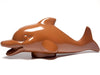A three-dimensional chocolate molded dolphin.