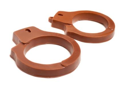 Chocolate molded hand cuffs.